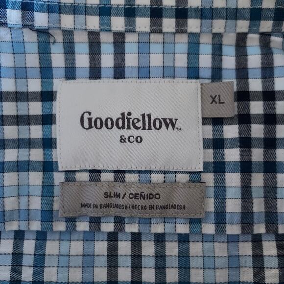 Goodfellow 'Slim' Fit Blue Check Pattern Long Sleeve Size XL - Picture 8 of 9